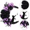 Halloween Lighted Wreath – Gothic Cat & Moon Design with Greenery and Wildflowers, 11.8x11" Porch, Wall, Indoor & Outdoor Decor (Purple, 16")